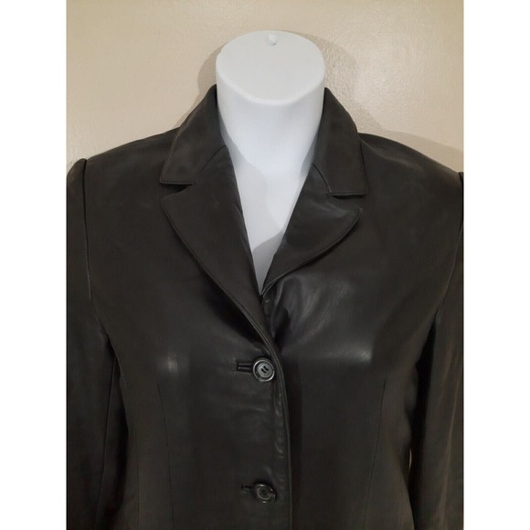 Womens Leather Jacket Medium 37" Black Fleet Street Mint - Picture 3 of 14